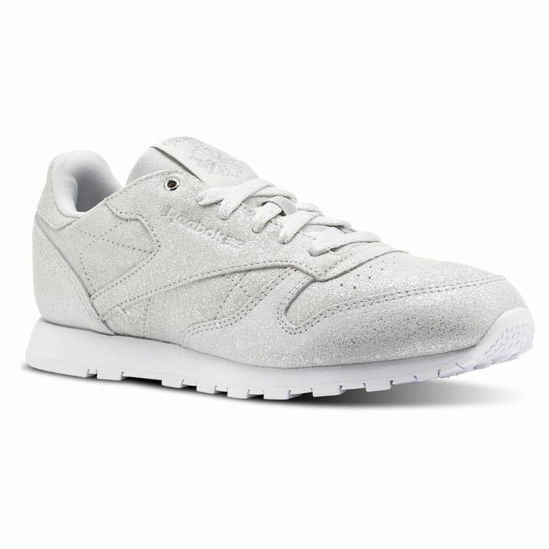 Reebok Classic Leather Tenisky Dievcenske - Strieborne/Biele FR6936OD